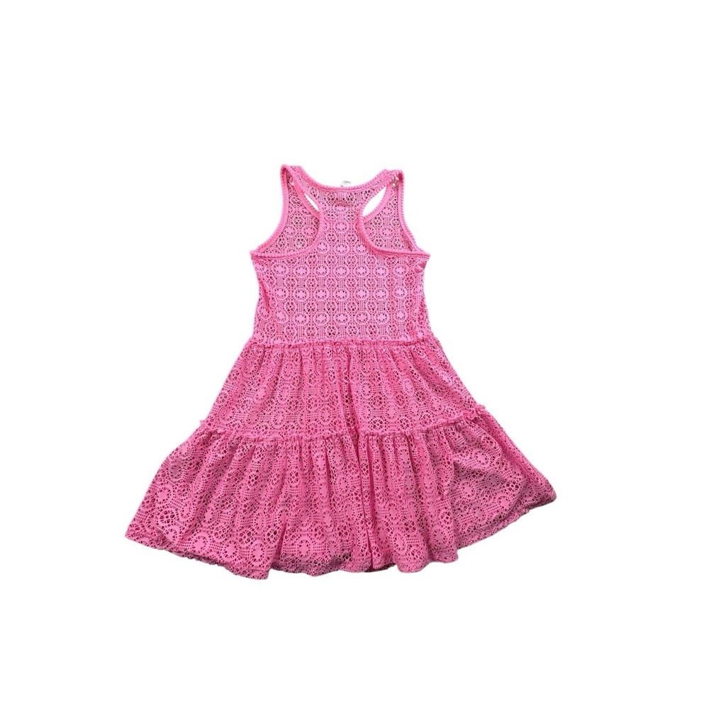 Cat &‎ Jack Girls Pink Lace Dress Pom Trim Sleeveless Tiered Skirt